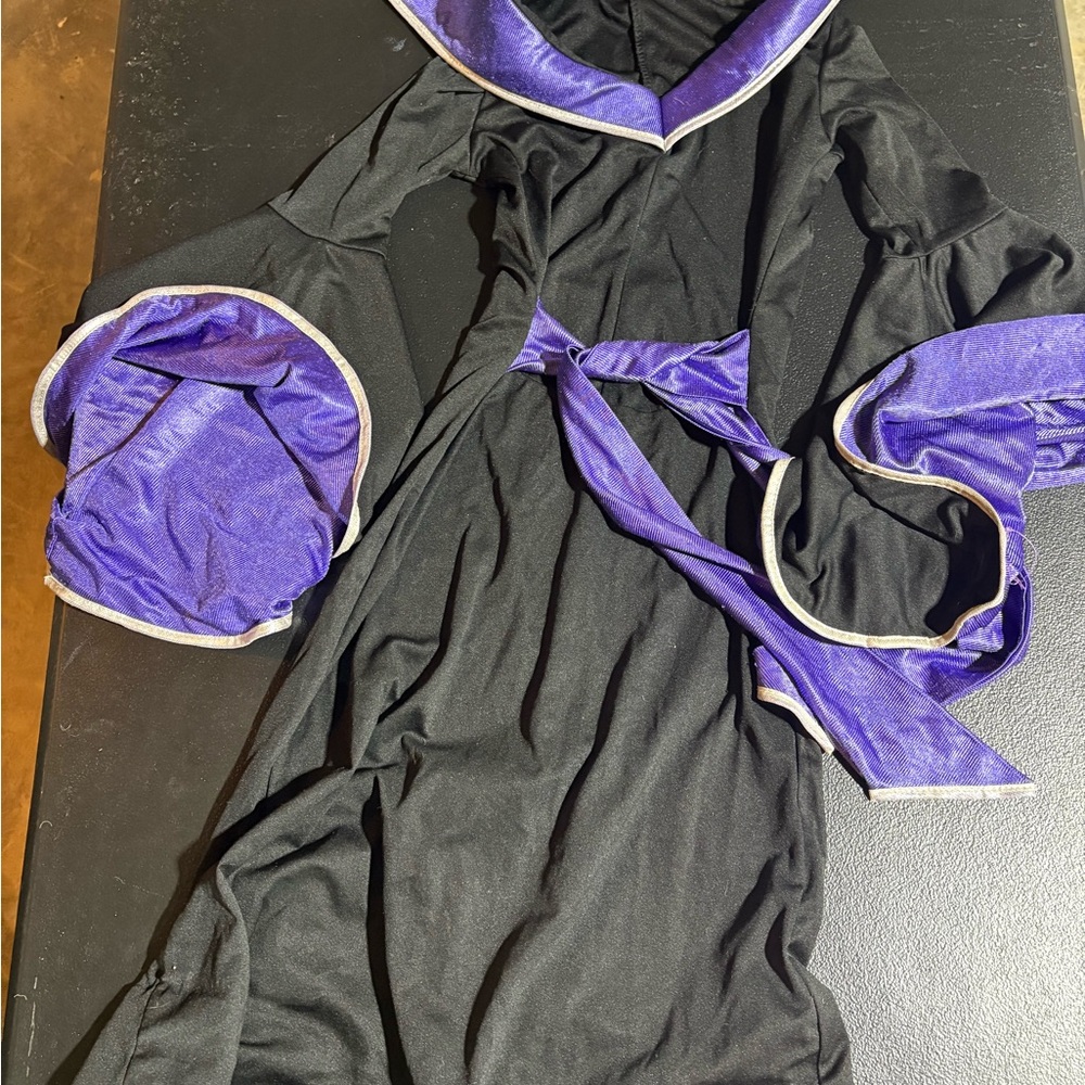 Black and Purple Robe with Bell Sleeves